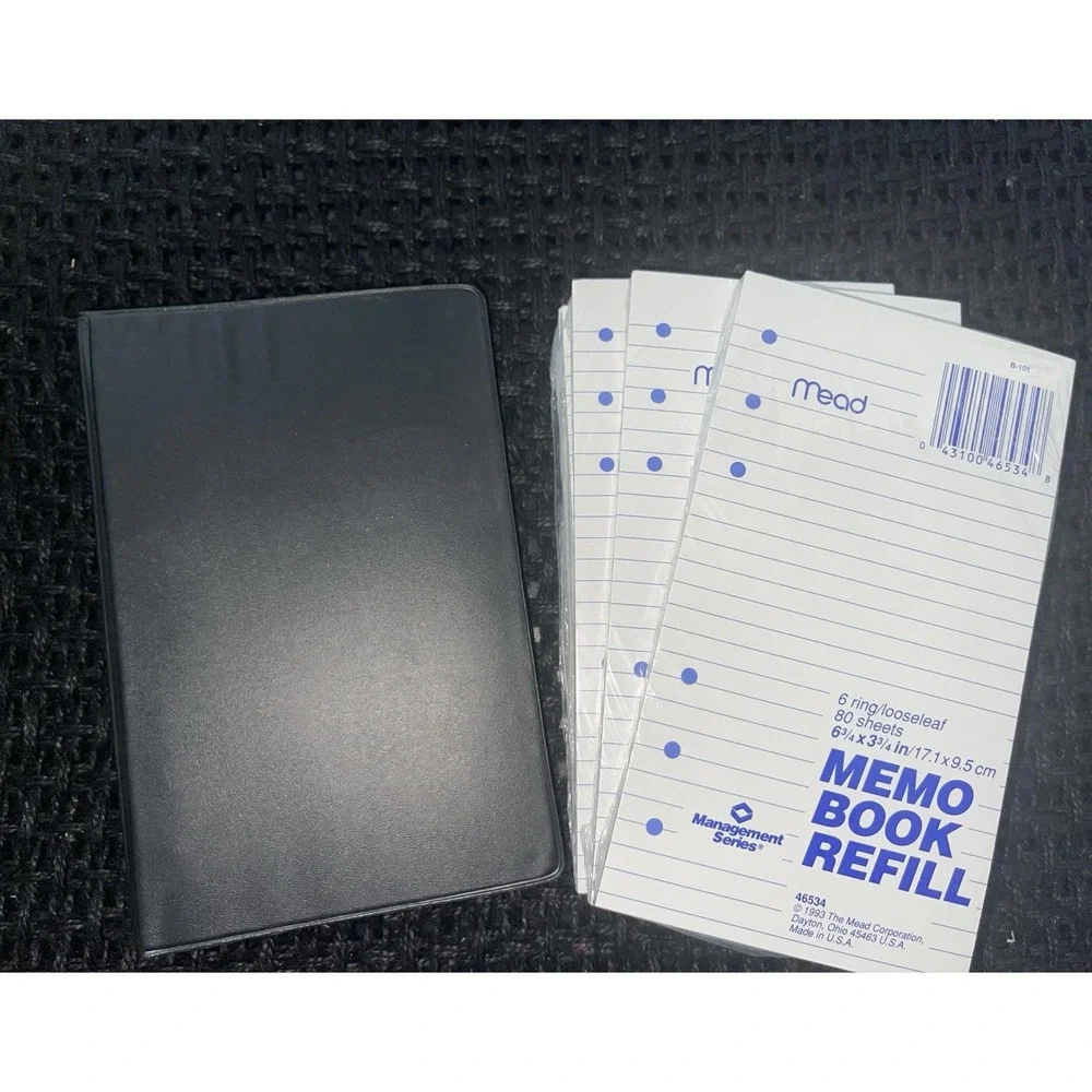 NOS VTG Binder &1993 Mead Memo Book Refill 6 Ring 3.75